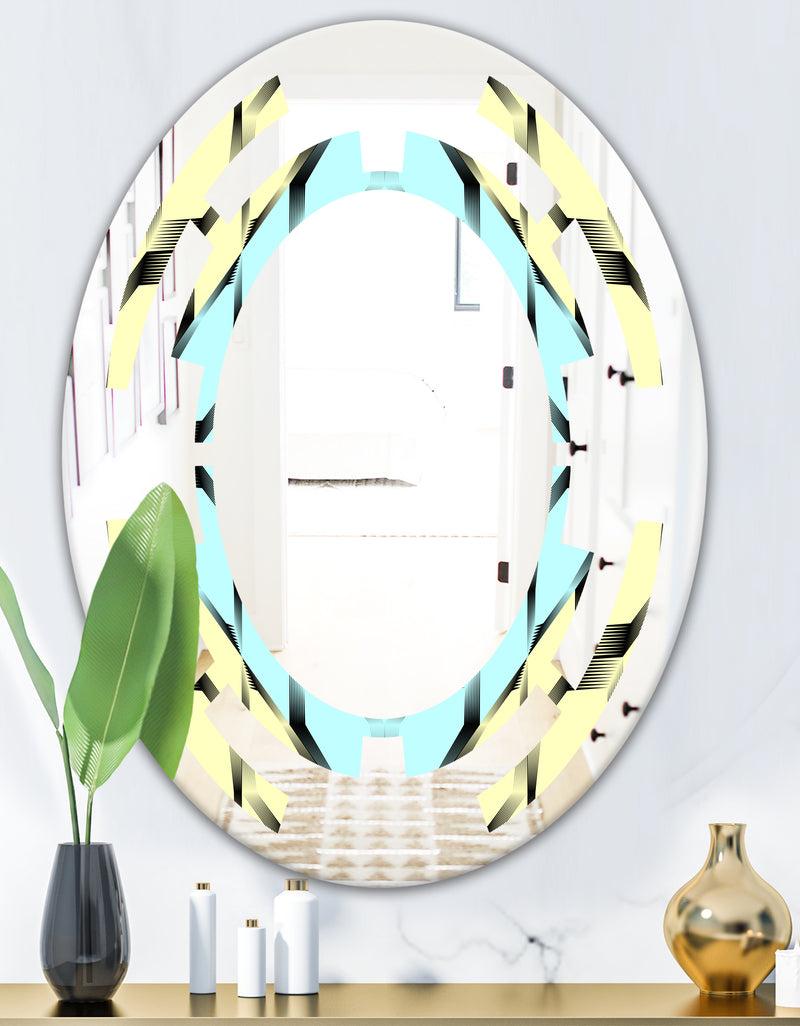 DesignQ Black And White Fashion Ornament - Modern Round Or Oval Wall Mirror - Space