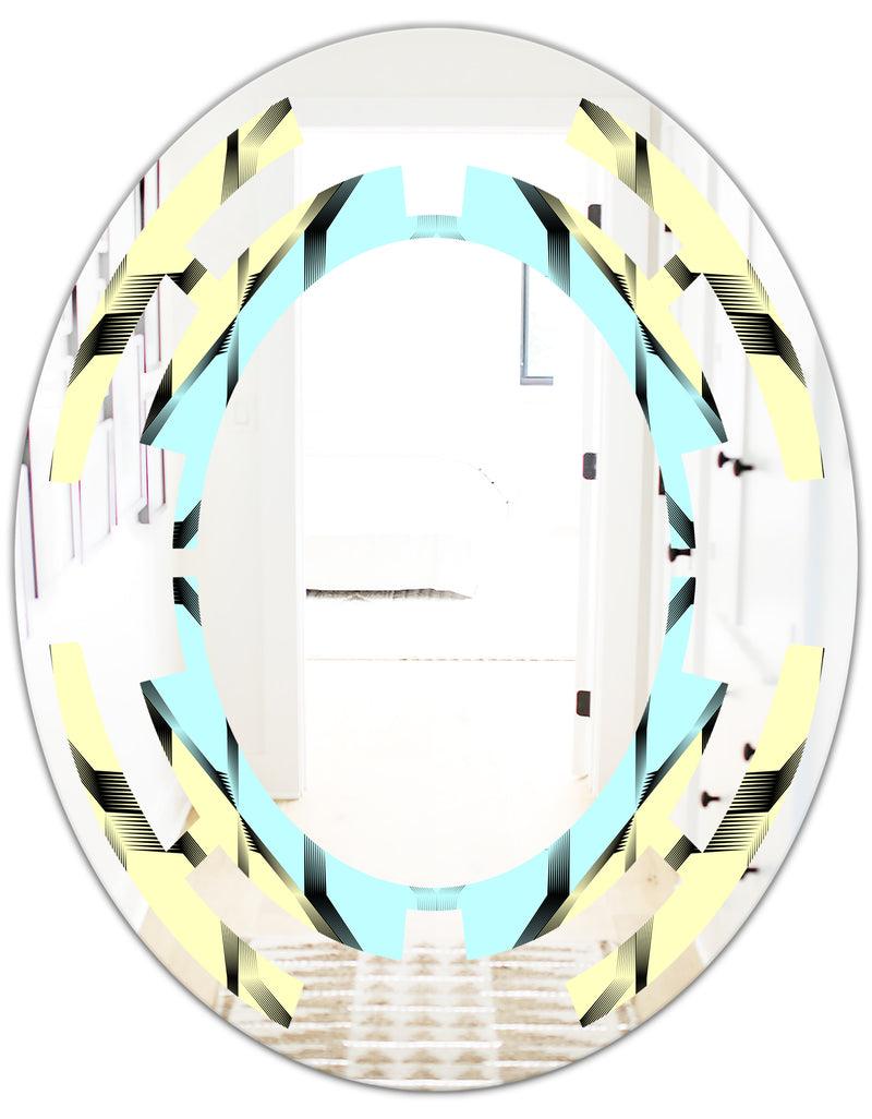 DesignQ Black And White Fashion Ornament - Modern Round Or Oval Wall Mirror - Space