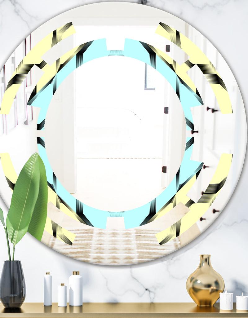 DesignQ Black and White Fashion Ornament - Modern Round or Oval Wall Mirror - Space