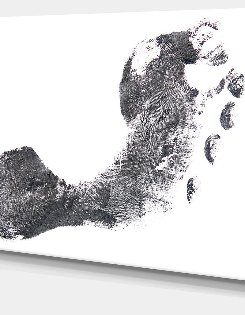 DesignQ Black And White Footprint Design - Portrait Canvas Wall Art Print