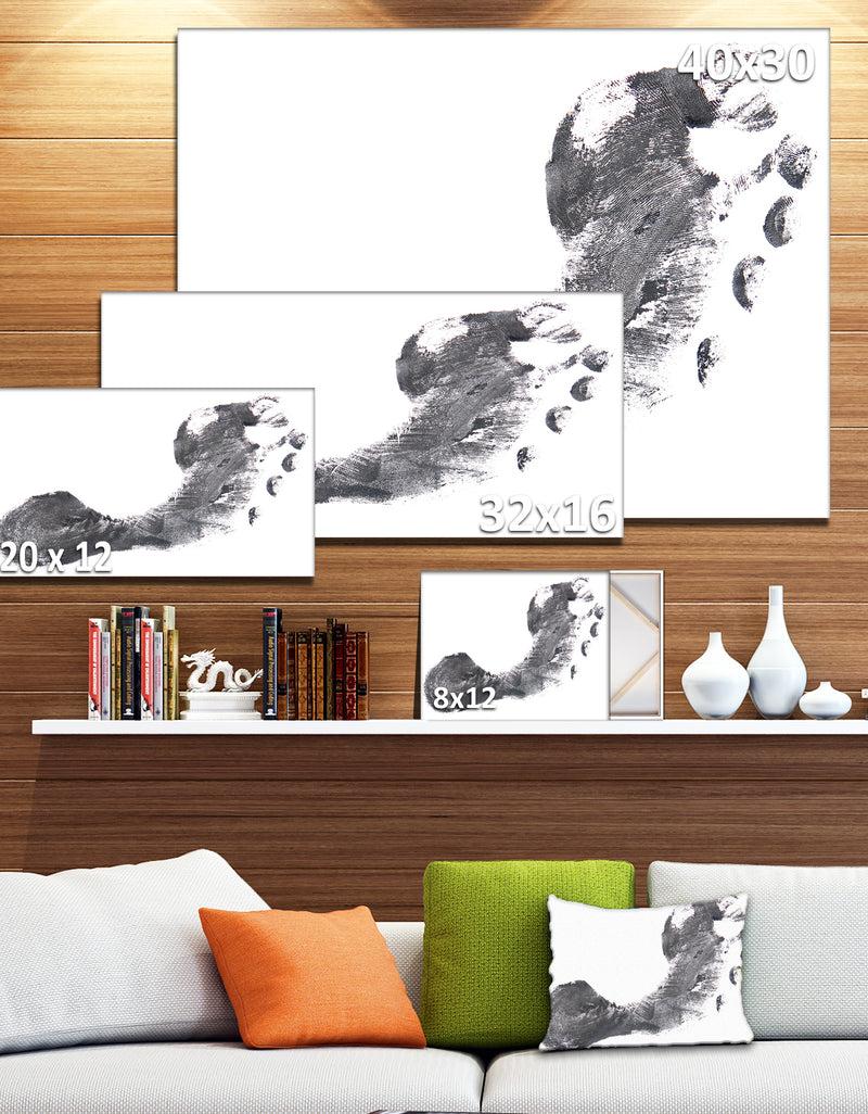 DesignQ Black And White Footprint Design - Portrait Canvas Wall Art Print