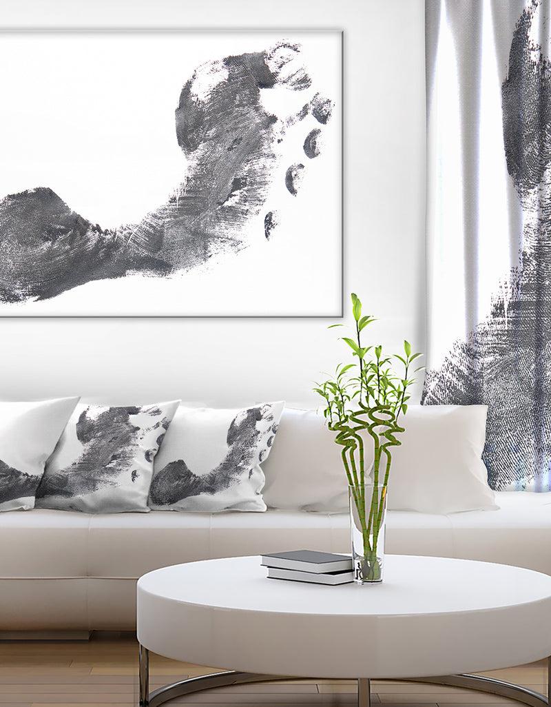 DesignQ Black and White Footprint Design - Portrait Canvas Wall Art Print