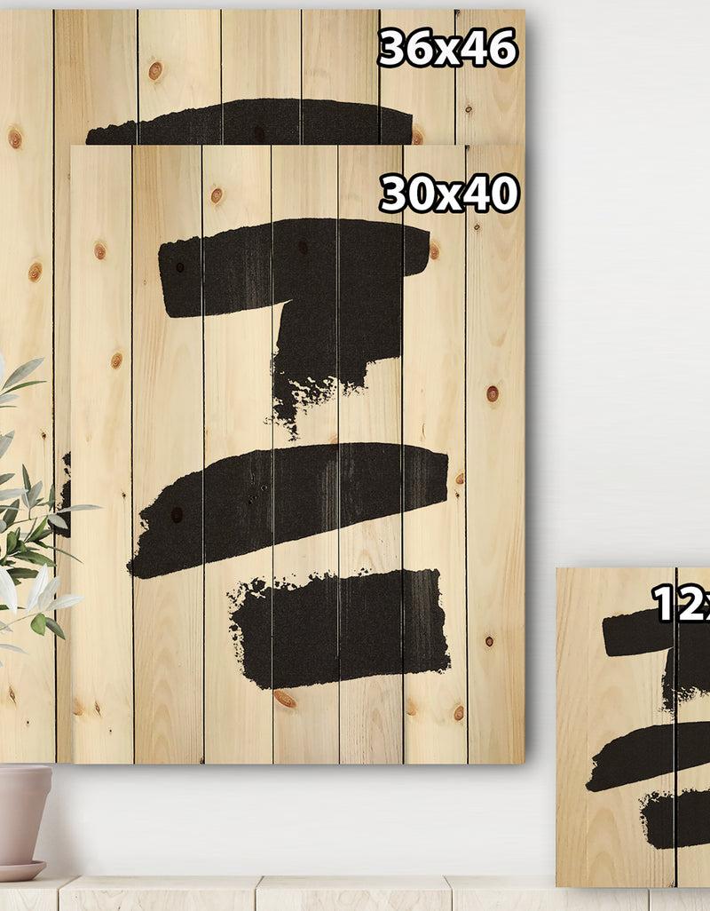 DesignQ Black And White Geometric Company I - Mid-Century Modern Print On Natural Pine Wood