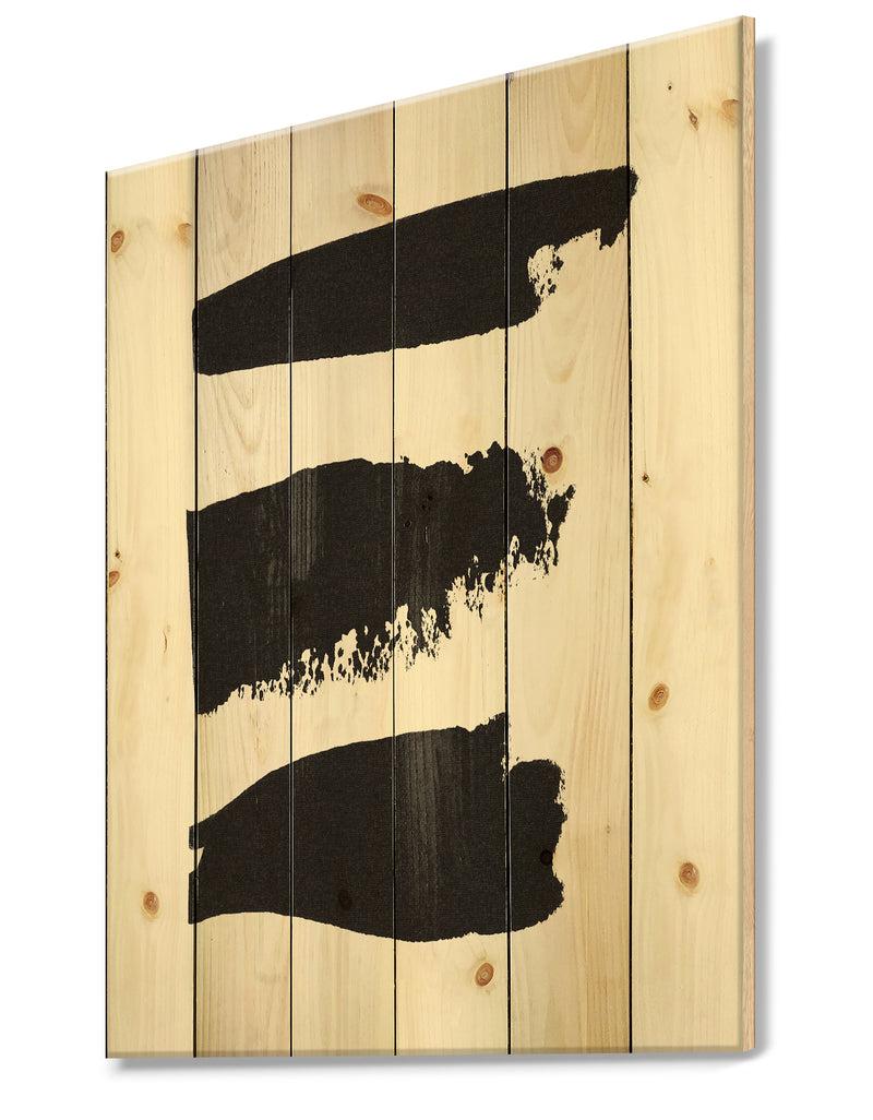 DesignQ Black And White Geometric Company II - Mid-Century Modern Print On Natural Pine Wood