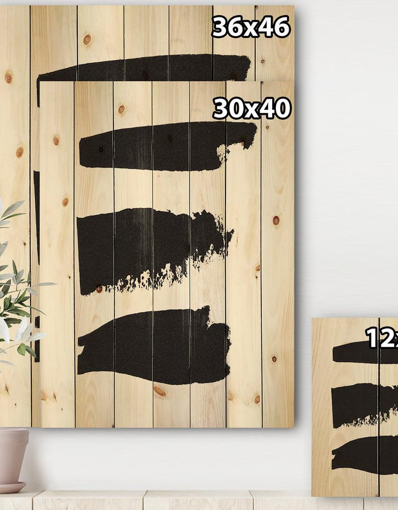 DesignQ Black And White Geometric Company II - Mid-Century Modern Print On Natural Pine Wood