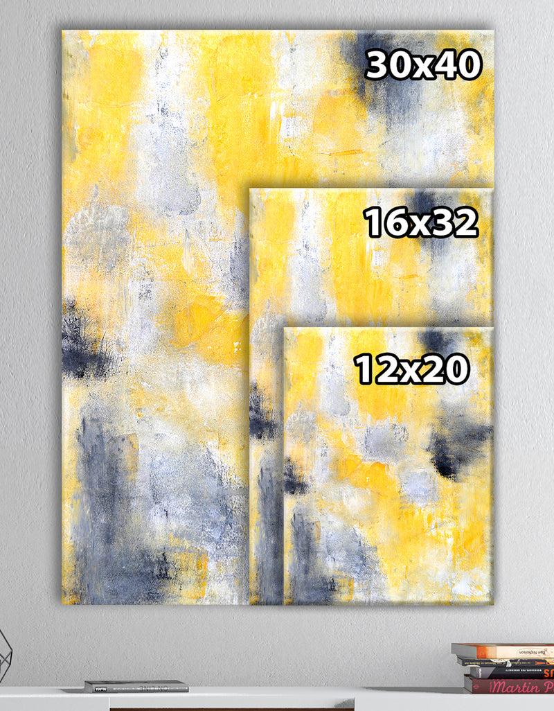 DesignQ Black And Yellow Abstract Art Painting - Modern Canvas Wall Art