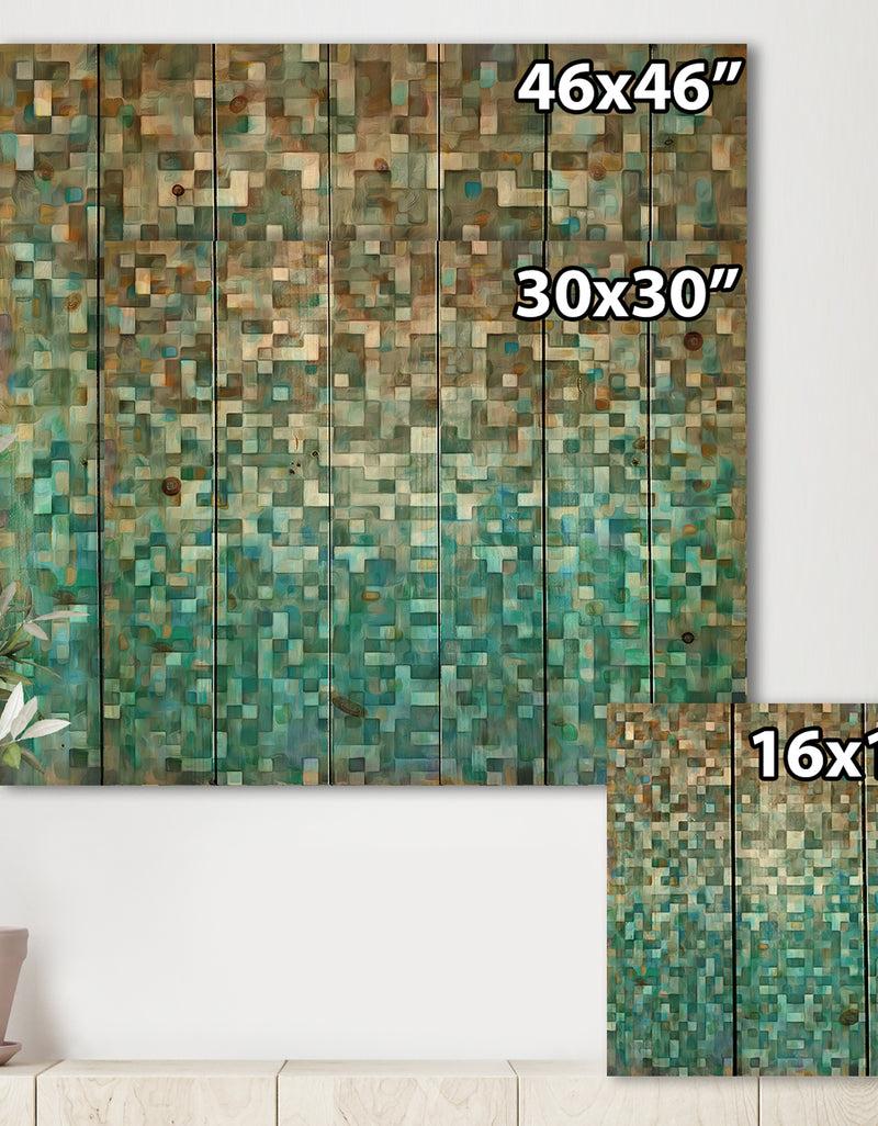 DesignQ Blocked Abstract - Nautical & Coastal Print On Natural Pine Wood