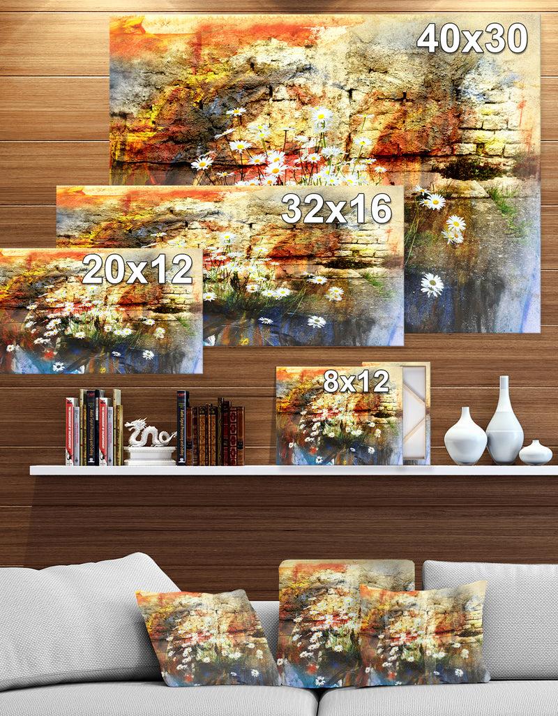 DesignQ Blooming Daisies - Floral Painting Print On Wrapped Canvas