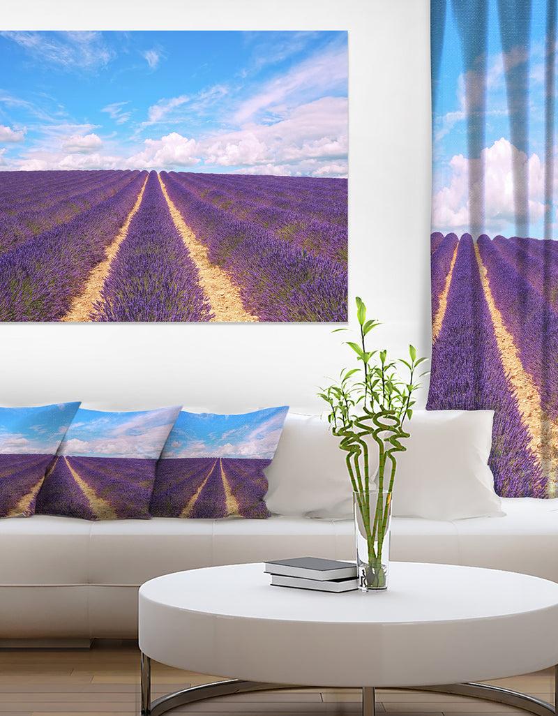 DesignQ Blooming Lavender Flower Field - Oversized Landscape Wall Art Print