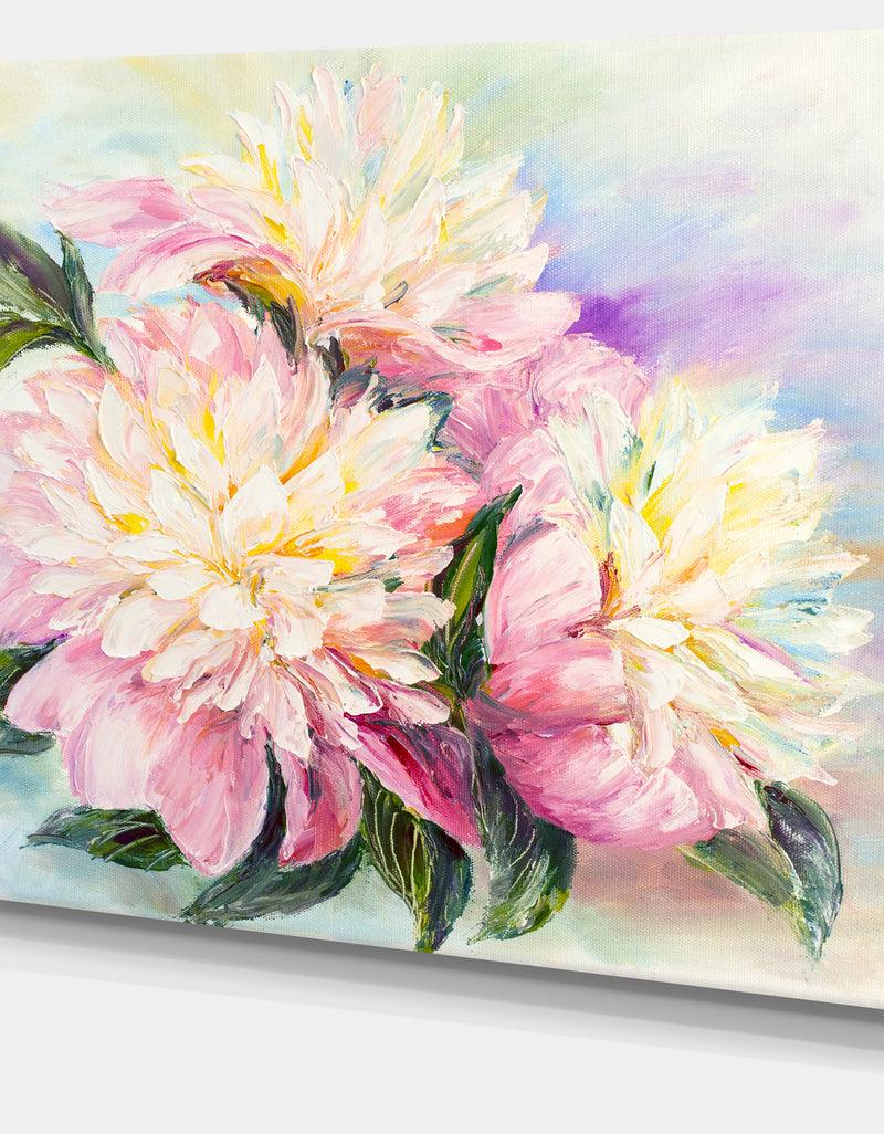 DesignQ Blooming Pink Peonies - Floral Canvas Art Print