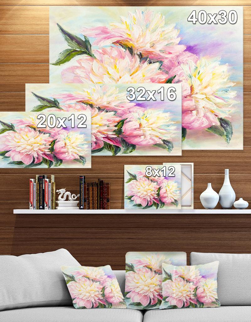 DesignQ Blooming Pink Peonies - Floral Canvas Art Print