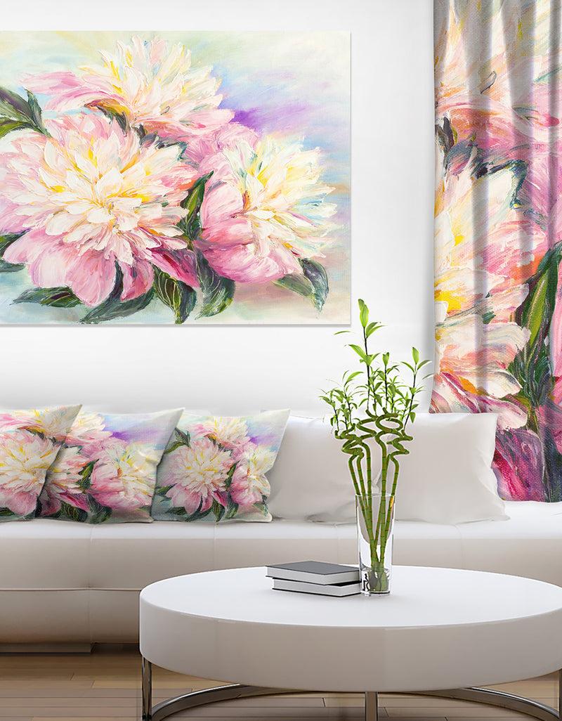 DesignQ Blooming Pink Peonies - Floral Canvas Art Print