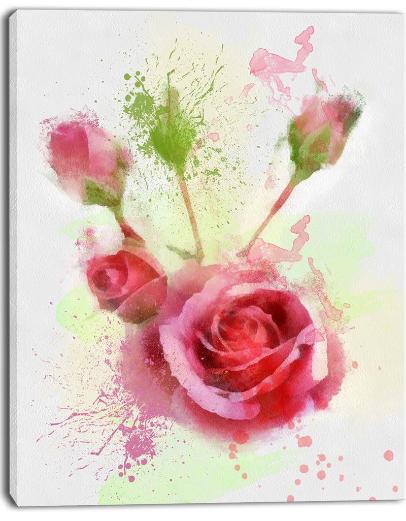 DesignQ Bloomy And Budding Red Roses - Flower Canvas Print Artwork