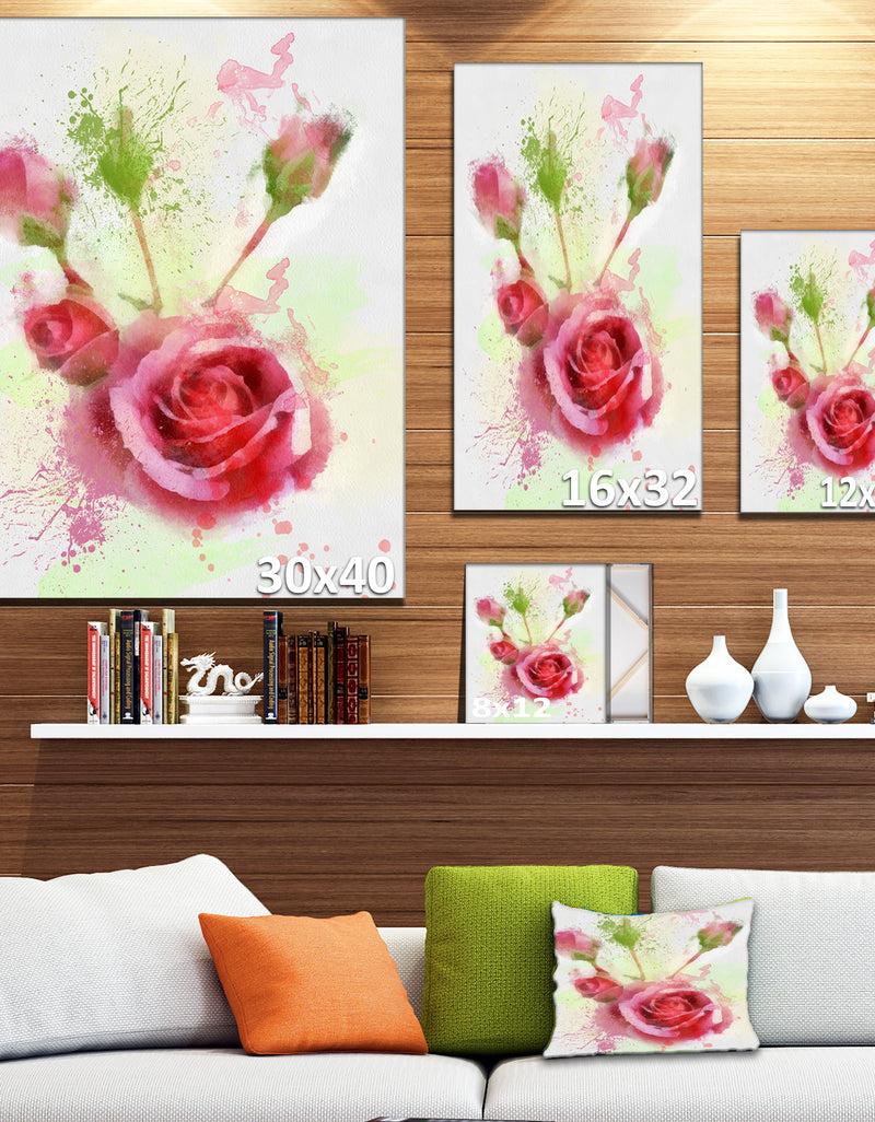 DesignQ Bloomy And Budding Red Roses - Flower Canvas Print Artwork