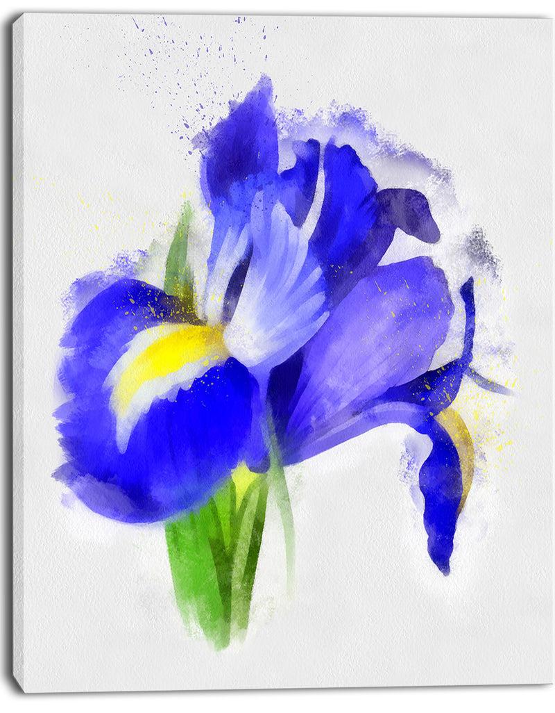 DesignQ Bloomy Blue Watercolor Rose - Modern Floral Canvas Wall Art