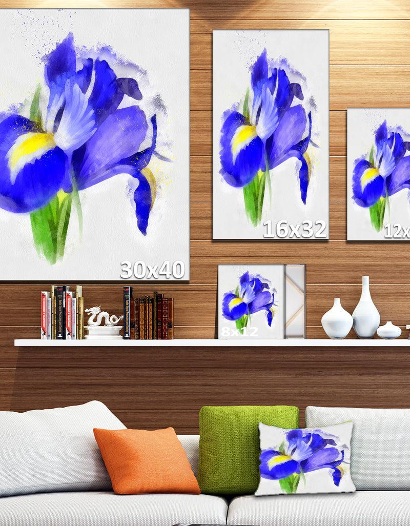 DesignQ Bloomy Blue Watercolor Rose - Modern Floral Canvas Wall Art