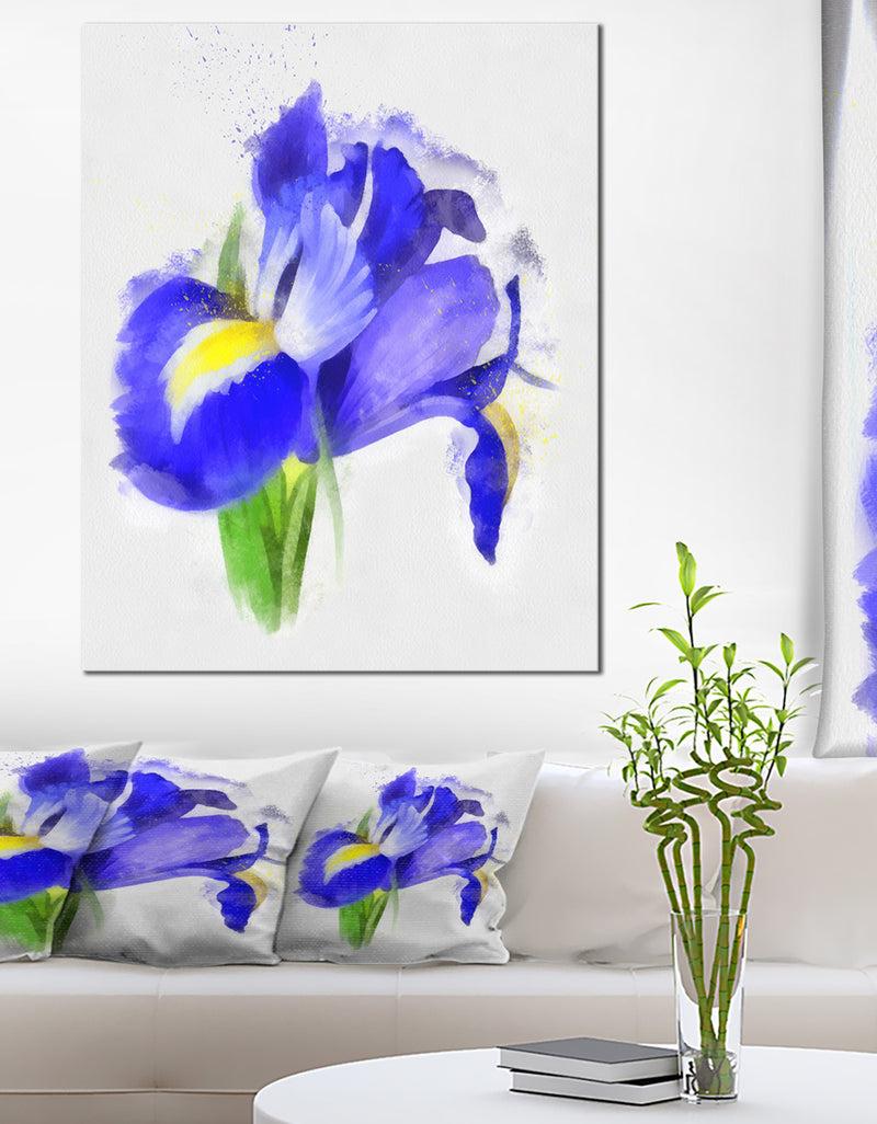 DesignQ Bloomy Blue Watercolor Rose - Modern Floral Canvas Wall Art
