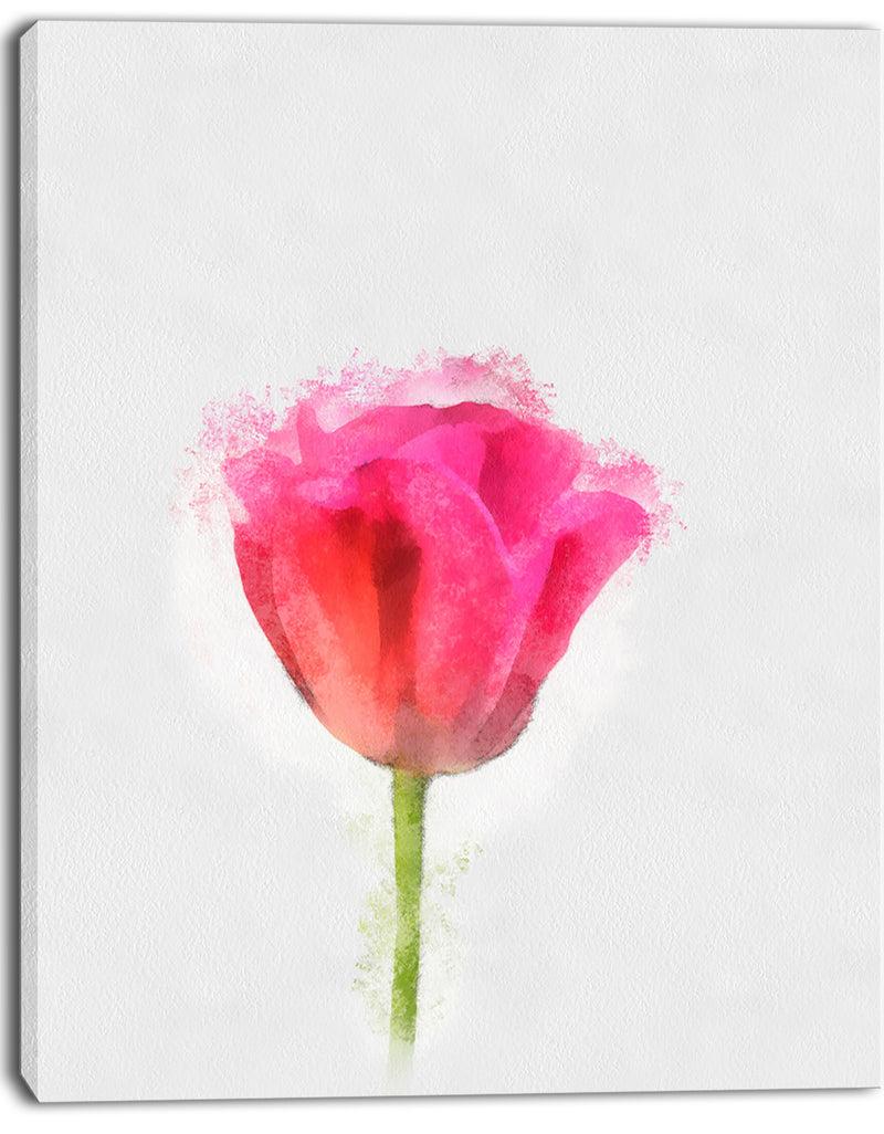 DesignQ Bloomy Pink Tulip On White Drawing - Flower Artwork On Canvas