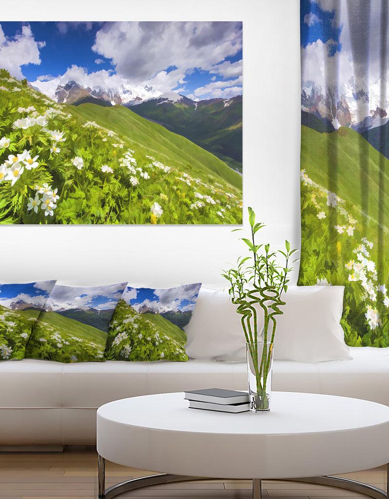 DesignQ Blossom Flowers in Mountains - Landscape Artwork Canvas