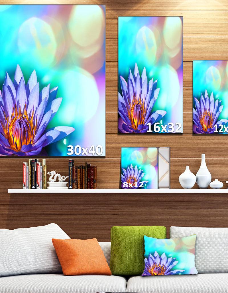DesignQ Blossoming Purple Lotus Flower - Floral Canvas Art Print