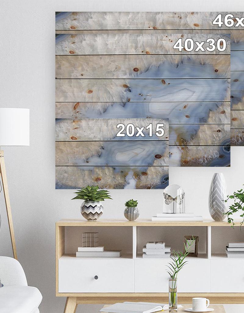 DesignQ Blue Agate -Stone Print On Natural Pine Wood