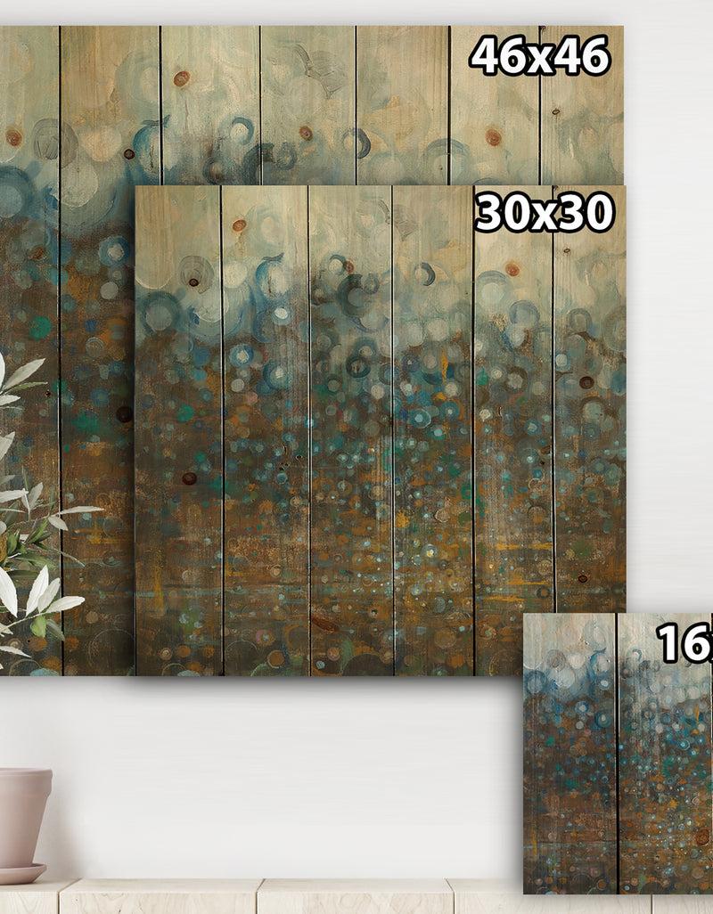 DesignQ Blue And Bronze Dots - Modern & Contemporary Print On Natural Pine Wood