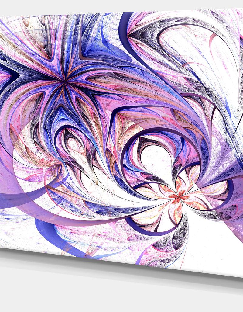 DesignQ Blue And Pink Flower Pattern - Floral Digital Art Canvas Print
