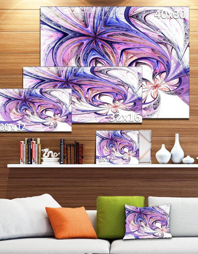 DesignQ Blue And Pink Flower Pattern - Floral Digital Art Canvas Print