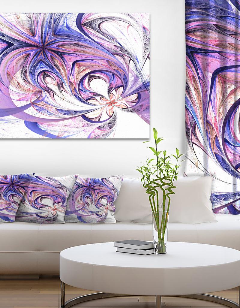 DesignQ Blue and Pink Flower Pattern - Floral Digital Art Canvas Print