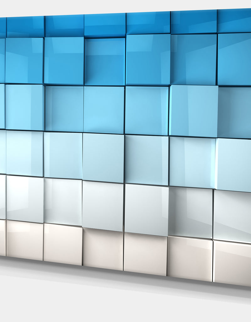DesignQ Blue And White Mosaic Cubes - Contemporary Artwork