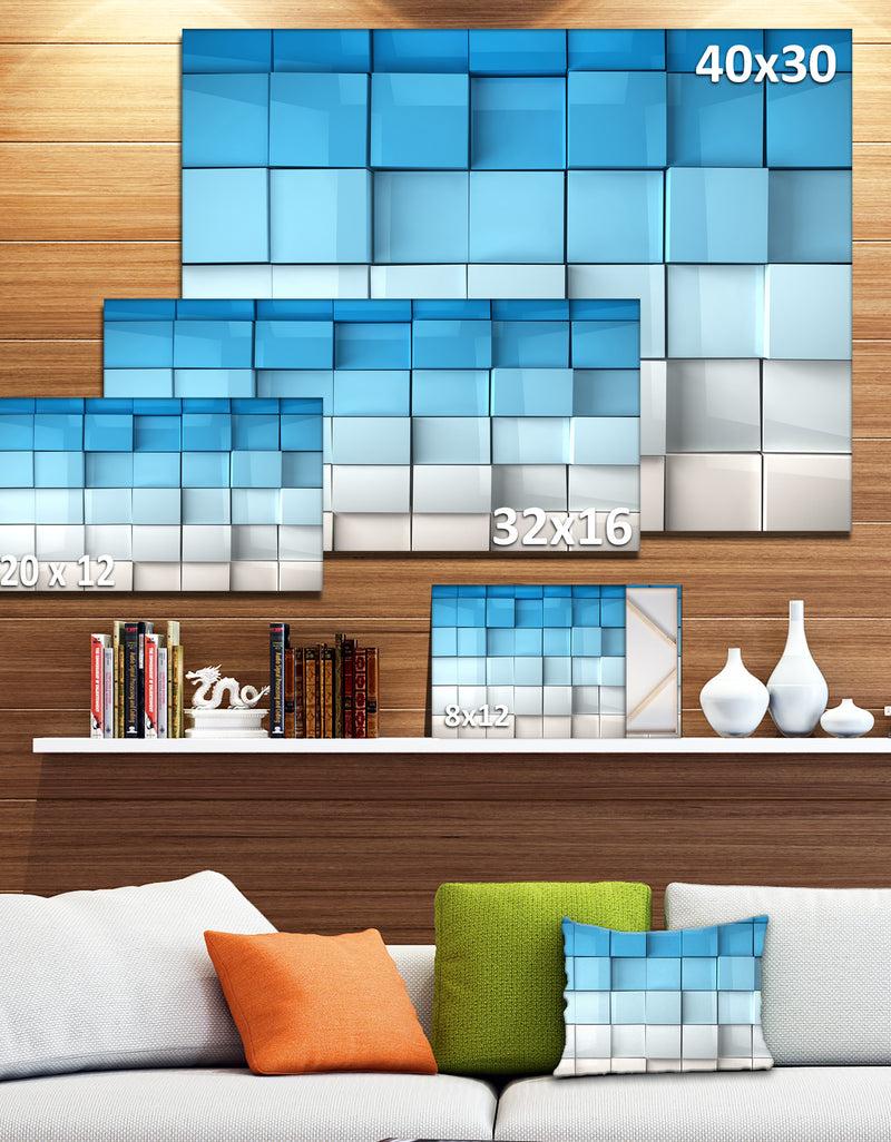 DesignQ Blue And White Mosaic Cubes - Contemporary Artwork