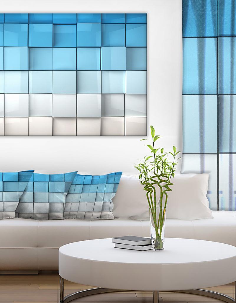 DesignQ Blue and White Mosaic Cubes - Contemporary Artwork