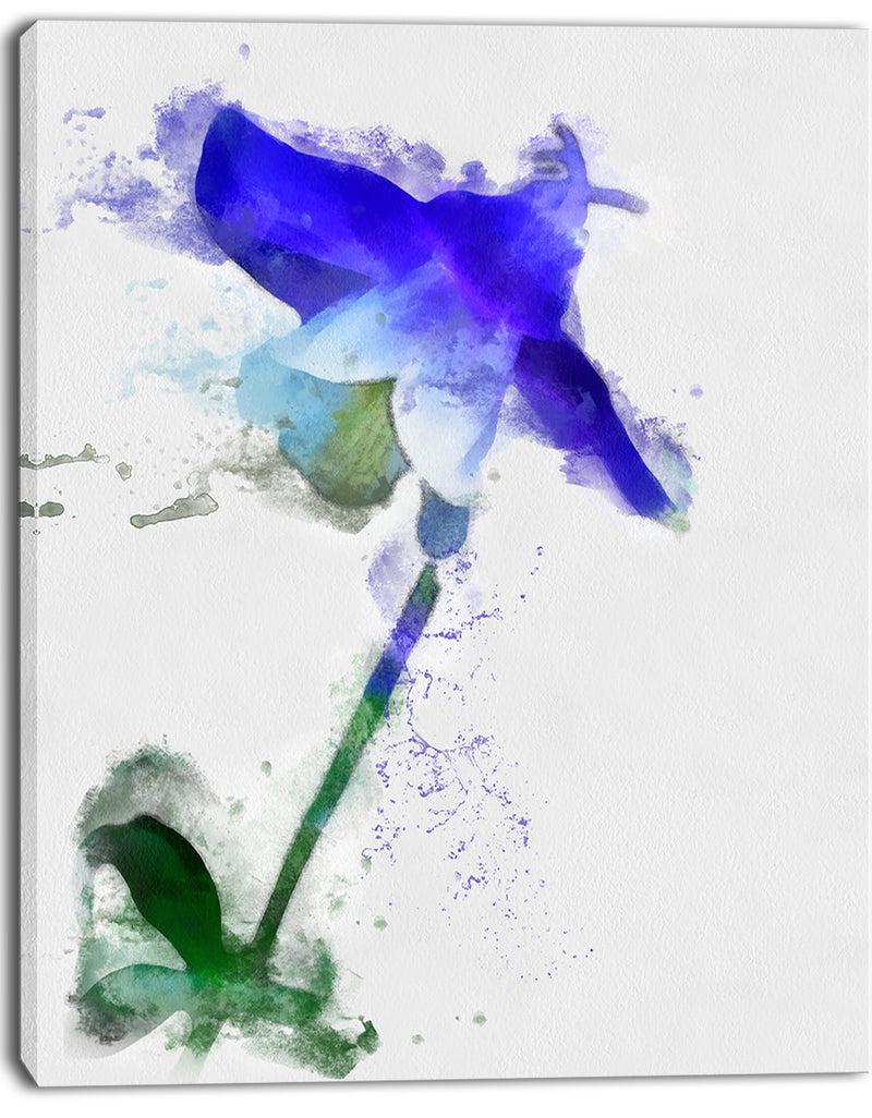 DesignQ Blue Bellflower Sketch Watercolor - Modern Floral Canvas Wall Art