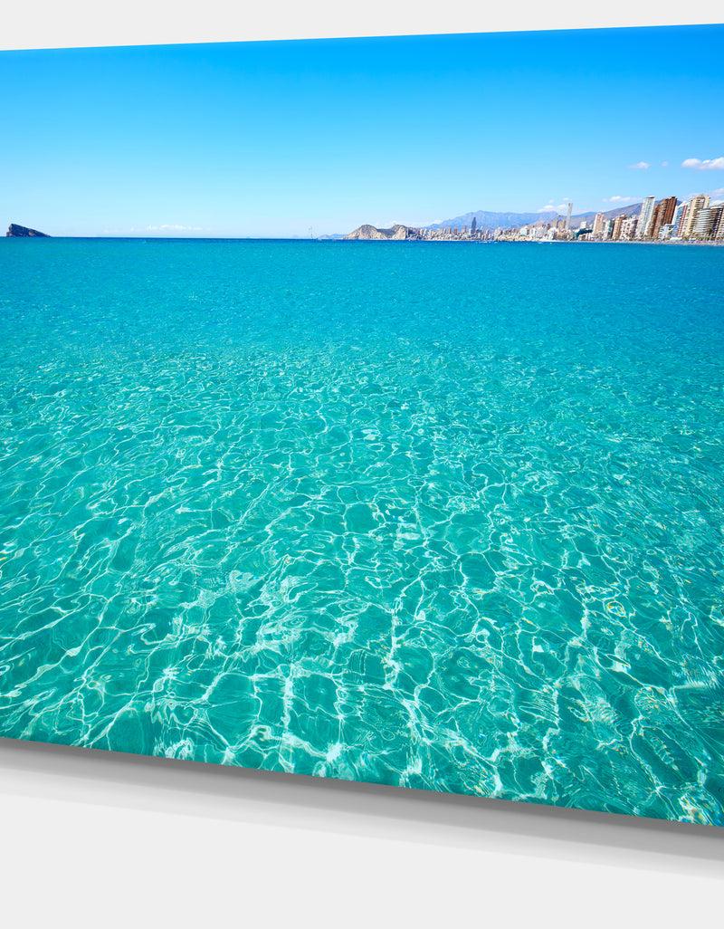 DesignQ Blue Benidorm Levante Beach - Seashore Canvas Wall Artwork