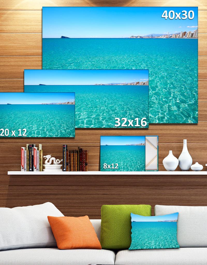 DesignQ Blue Benidorm Levante Beach - Seashore Canvas Wall Artwork