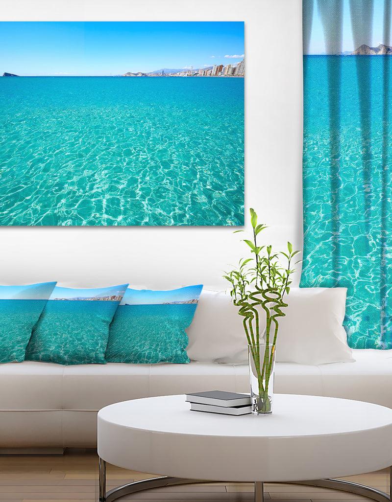 DesignQ Blue Benidorm Levante Beach - Seashore Canvas Wall Artwork