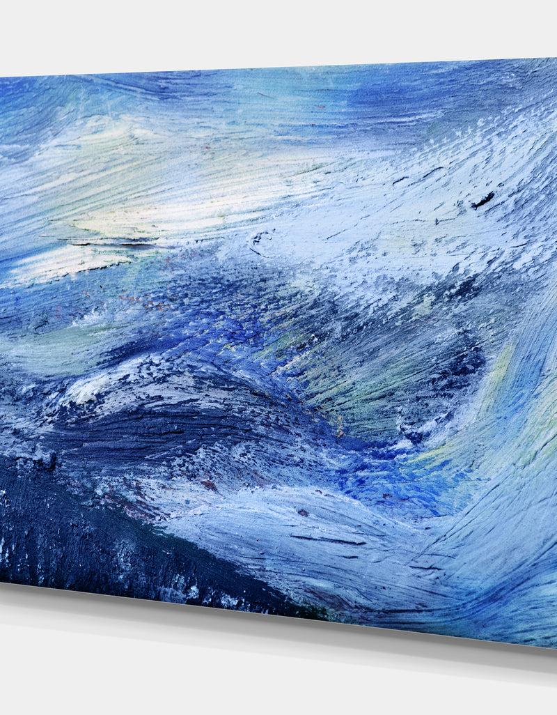DesignQ Blue Blury Abstract - Contemporary Painting Print On Wrapped Canvas