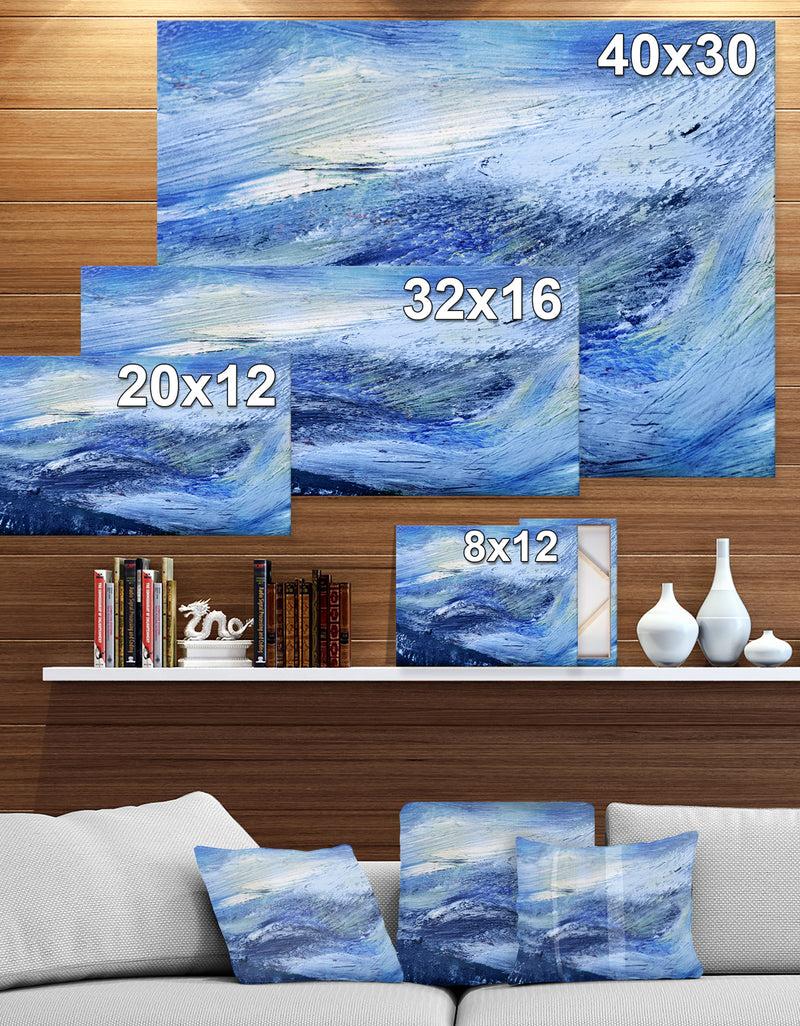 DesignQ Blue Blury Abstract - Contemporary Painting Print On Wrapped Canvas