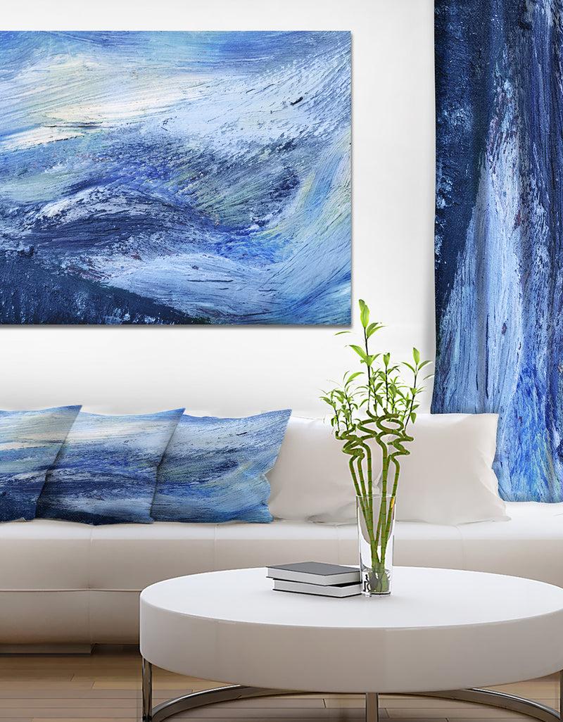 DesignQ Blue blury abstract - Contemporary Painting Print on Wrapped Canvas