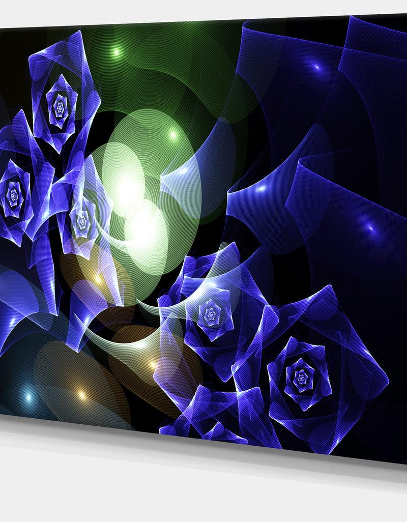DesignQ Blue Bouquet Of Beautiful Roses - Abstract Wall Art On Canvas