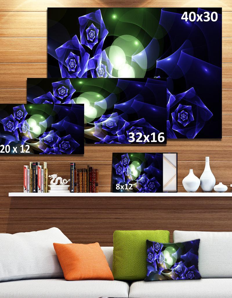 DesignQ Blue Bouquet Of Beautiful Roses - Abstract Wall Art On Canvas