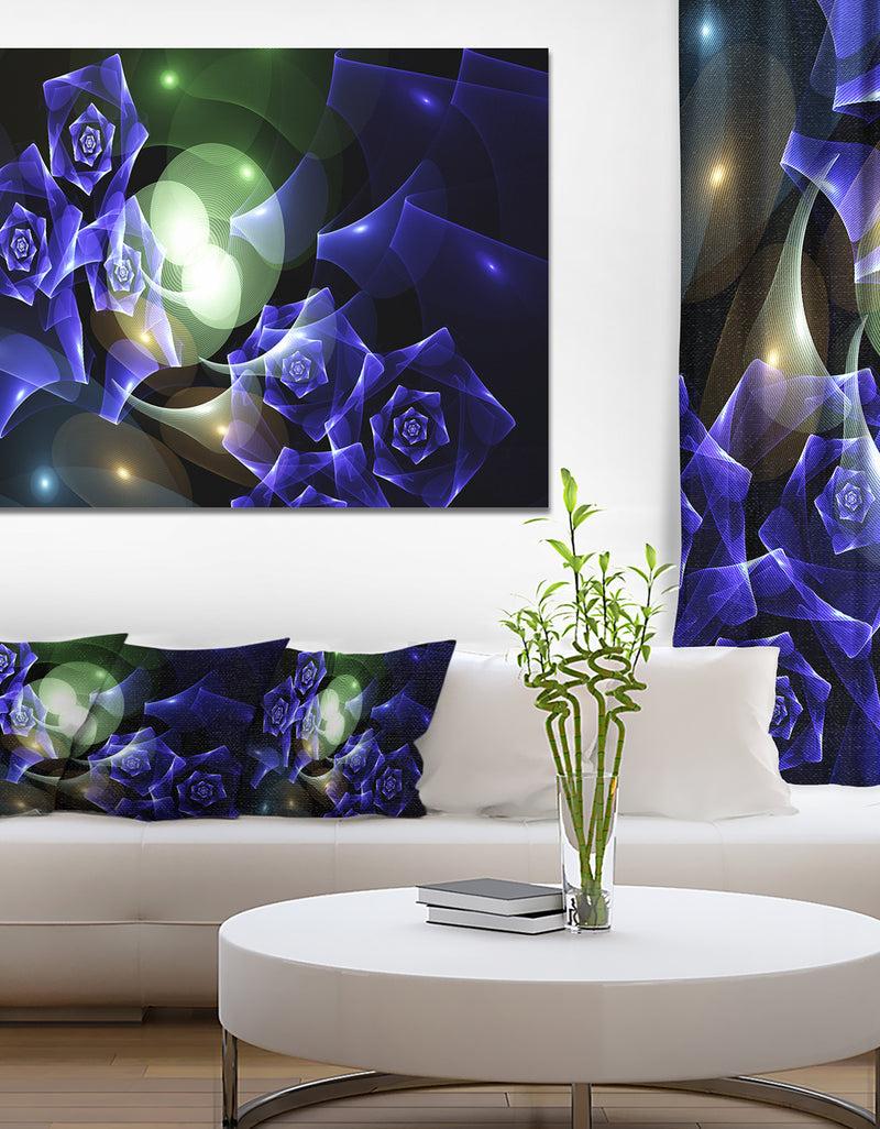 DesignQ Blue Bouquet of Beautiful Roses - Abstract Wall Art on Canvas