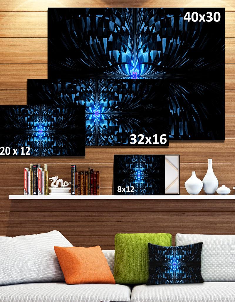 DesignQ Blue Butterfly Pattern On Black - Abstract Art On Canvas