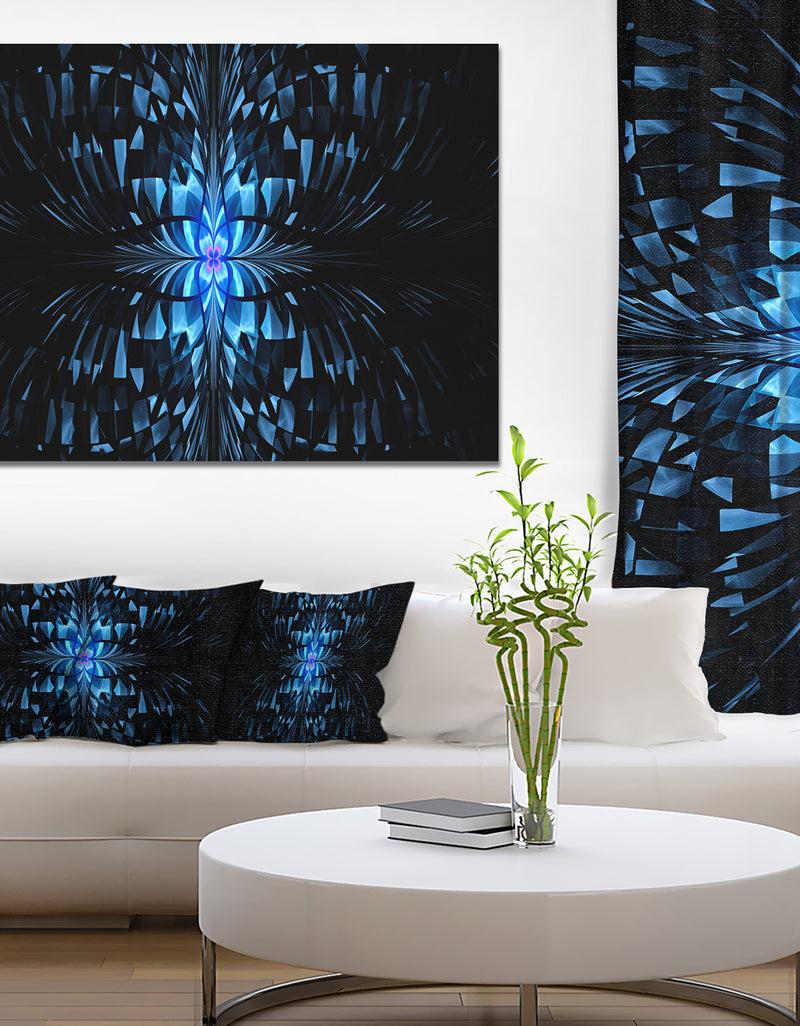 DesignQ Blue Butterfly Pattern On Black - Abstract Art On Canvas