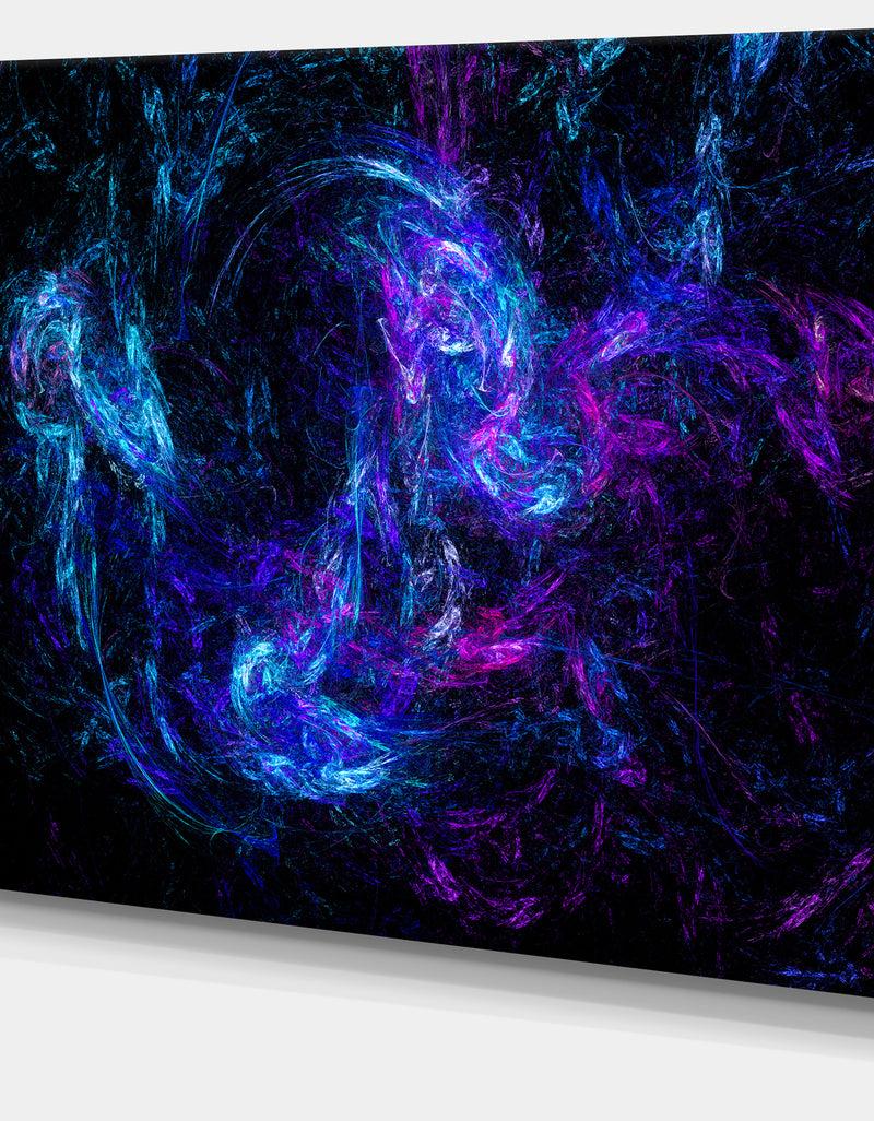 DesignQ Blue Chaotic Strokes - Abstract Digital Art Canvas Print