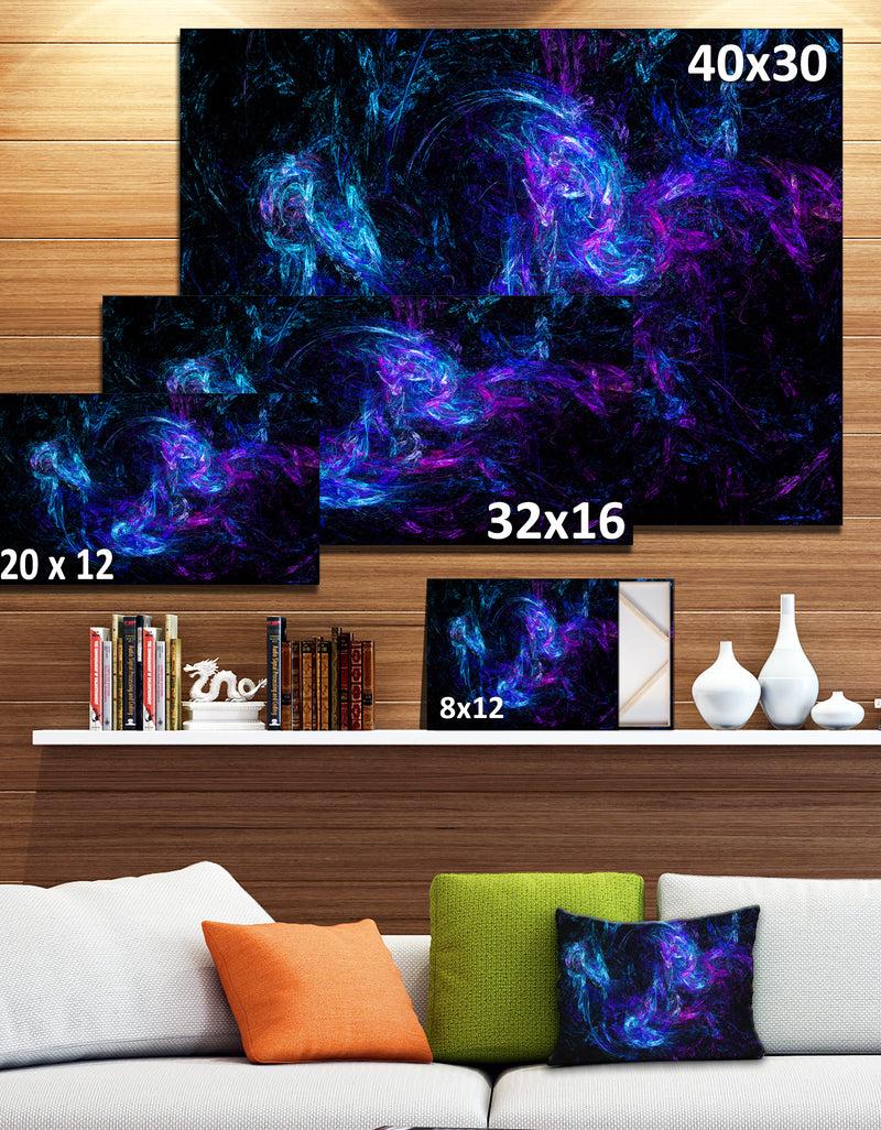 DesignQ Blue Chaotic Strokes - Abstract Digital Art Canvas Print