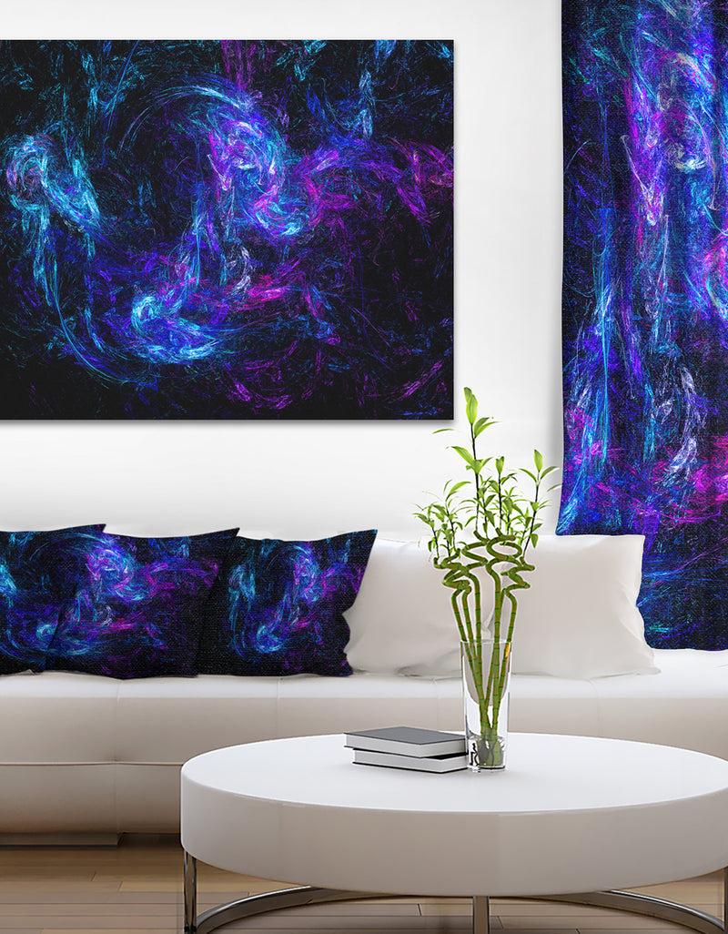 DesignQ Blue Chaotic Strokes - Abstract Digital Art Canvas Print