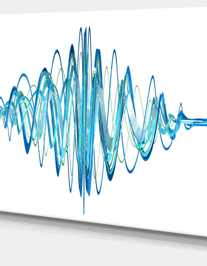 DesignQ Blue Circled Waves - Abstract Digital Art Canvas Print