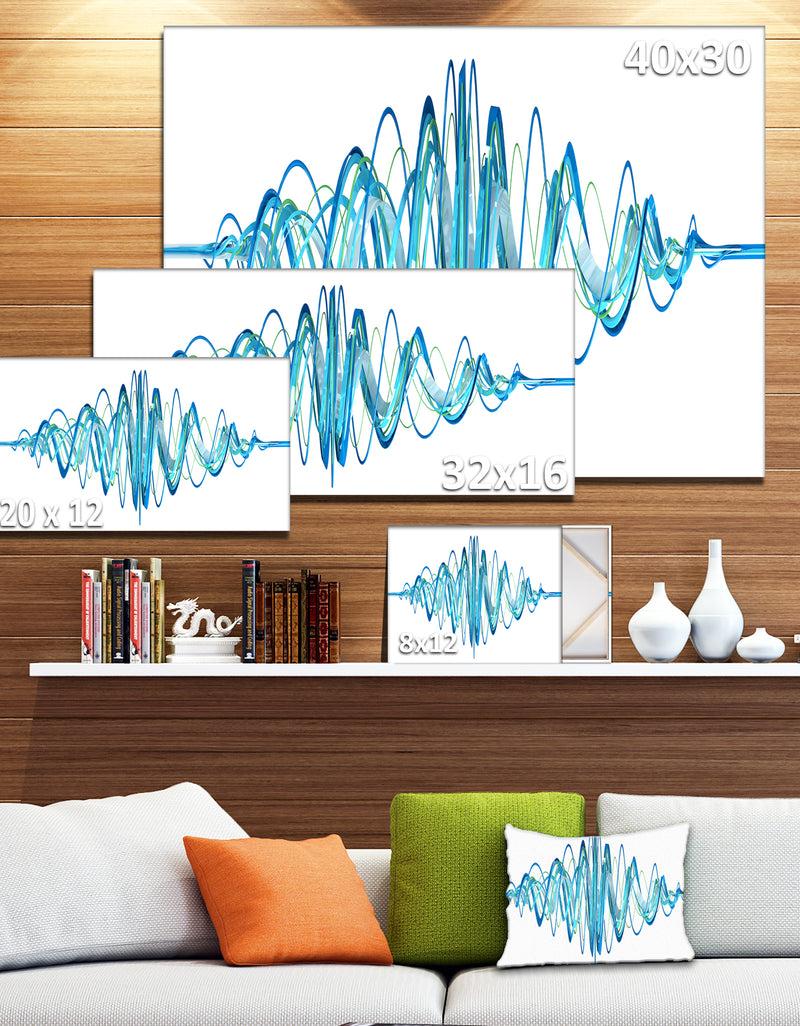 DesignQ Blue Circled Waves - Abstract Digital Art Canvas Print