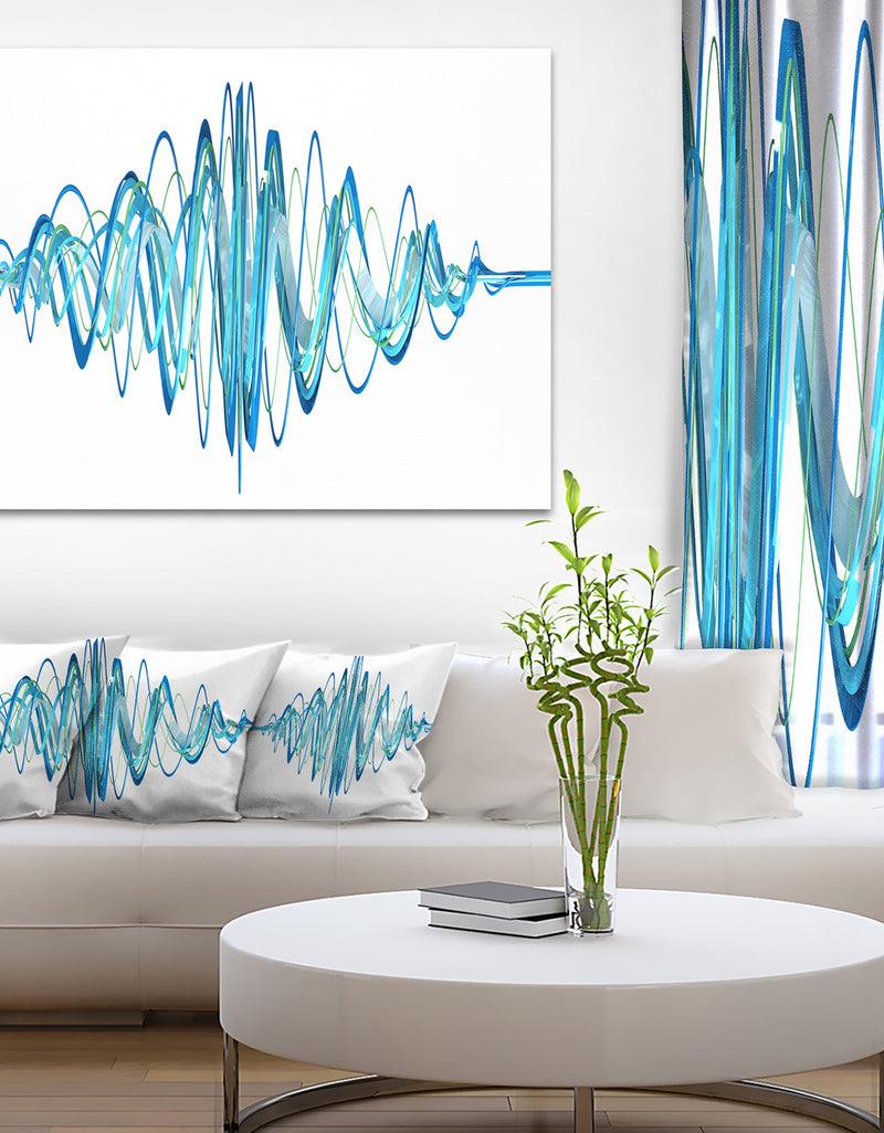 DesignQ Blue Circled Waves - Abstract Digital Art Canvas Print